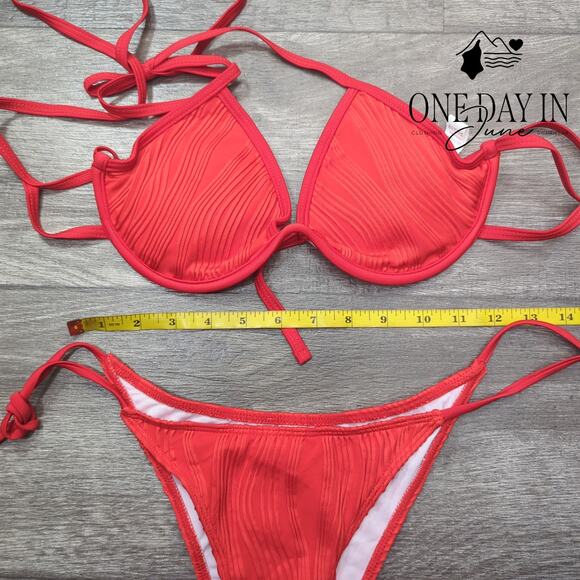 CharmLeaks Halter Underwire Tie Side Bikini Swimsuit Size M - Picture 2 of 4